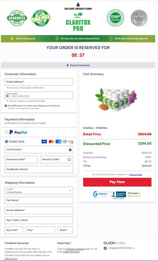 Claritox Pro_Checkout